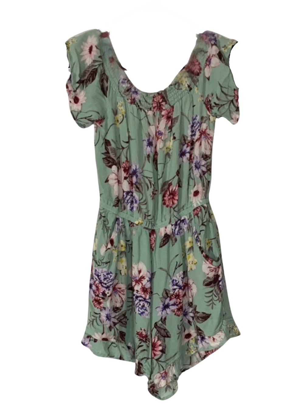BONGO Floral Mint Green Romper Girls S Boho Cottagecore
